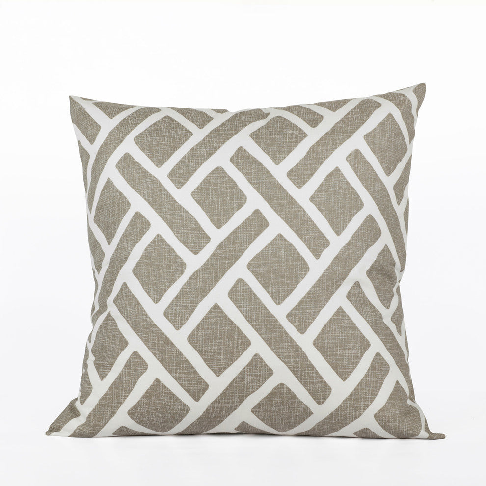 Martinique Printed Cotton Cushion Cover, Set of 2, Taupe