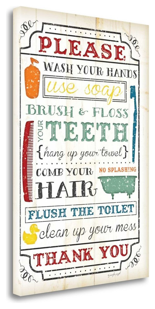 "Bathroom Rules" By Jennifer Pugh, Giclee Print on Gallery Wrap Canvas