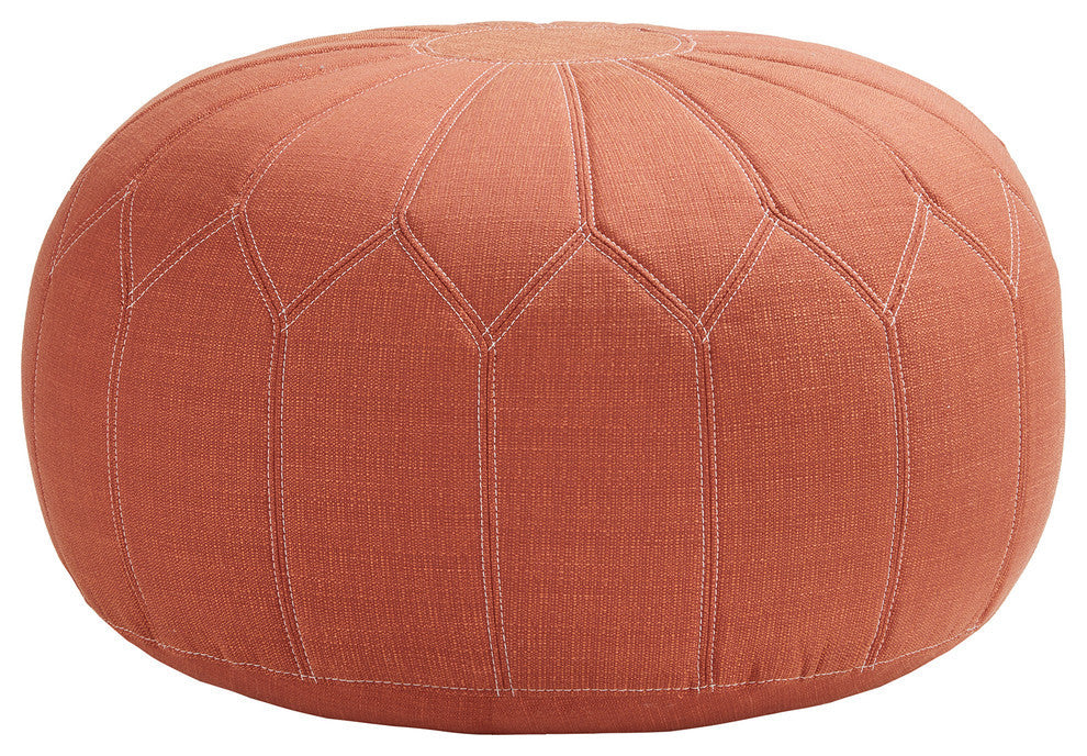 Madison Park Kelsey Round Pouf Ottoman, Orange