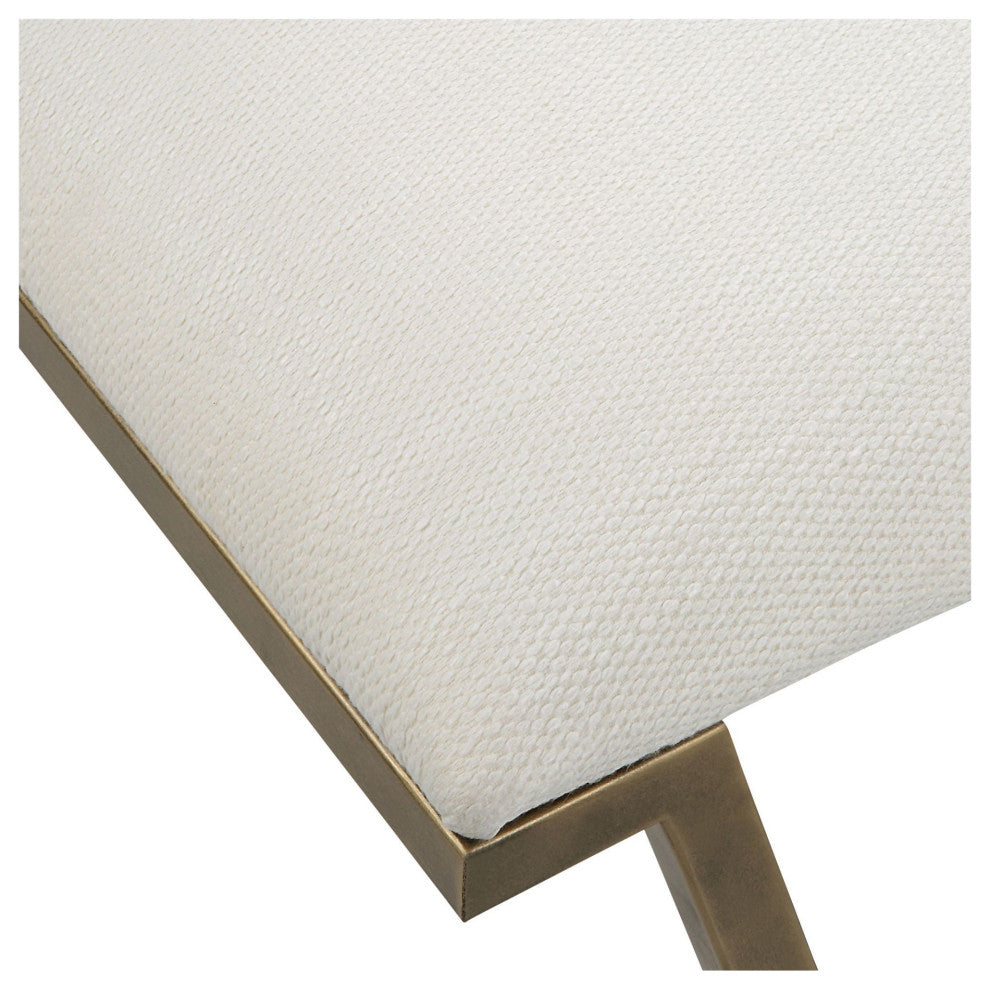 Uttermost 23676 Farrah 54"W Modern Industrial Geometric Accent - White / Gold