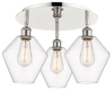 Cindyrella-3 Light 20" Flush Mount-Polished Nickel, Clear Glass Shade