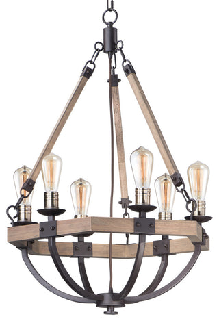 Maxim 20335 Lodge 6 Light 24" Weathered Wood Chandelier - Weathered Oak /