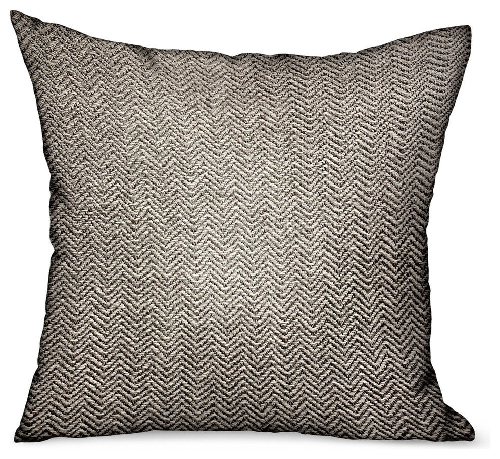 Plutus Jagged Ash Gray Chevron Luxury Outdoor/Indoor Throw Pillow, 24"x24"
