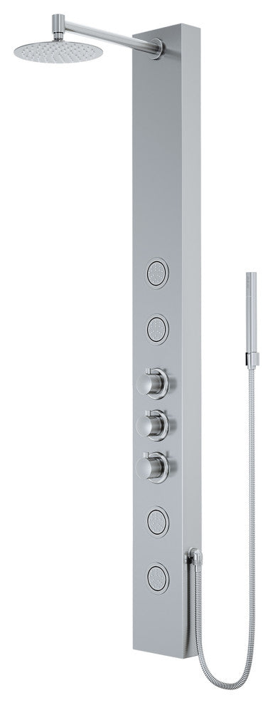 Ellington 59" H x 6" W 4-Jet Shower Panel with Round Shower Head, Stainless Steel