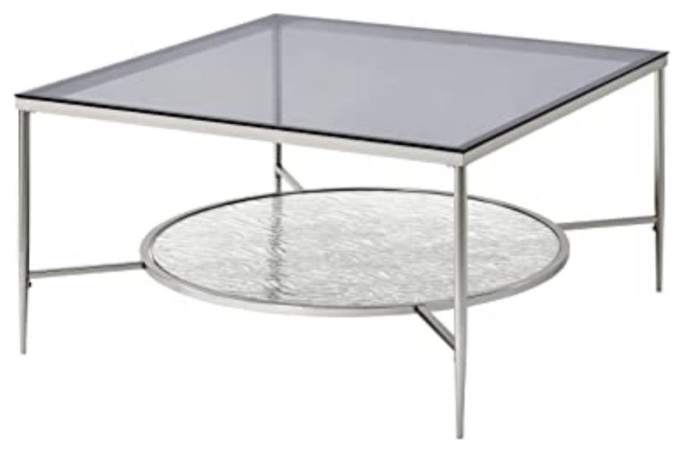 Lv00574, Coffee Table, Glass and Chrome Finish, Adelrik