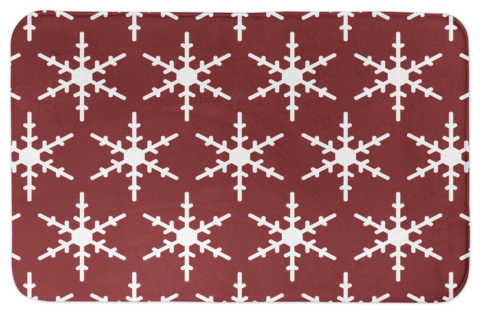 Red and White Snowflake Pattern 34x21 Bath Mat