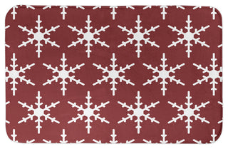 Red and White Snowflake Pattern 34x21 Bath Mat