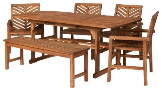 6-Piece Extendable Outdoor Patio Dining Set - Brown