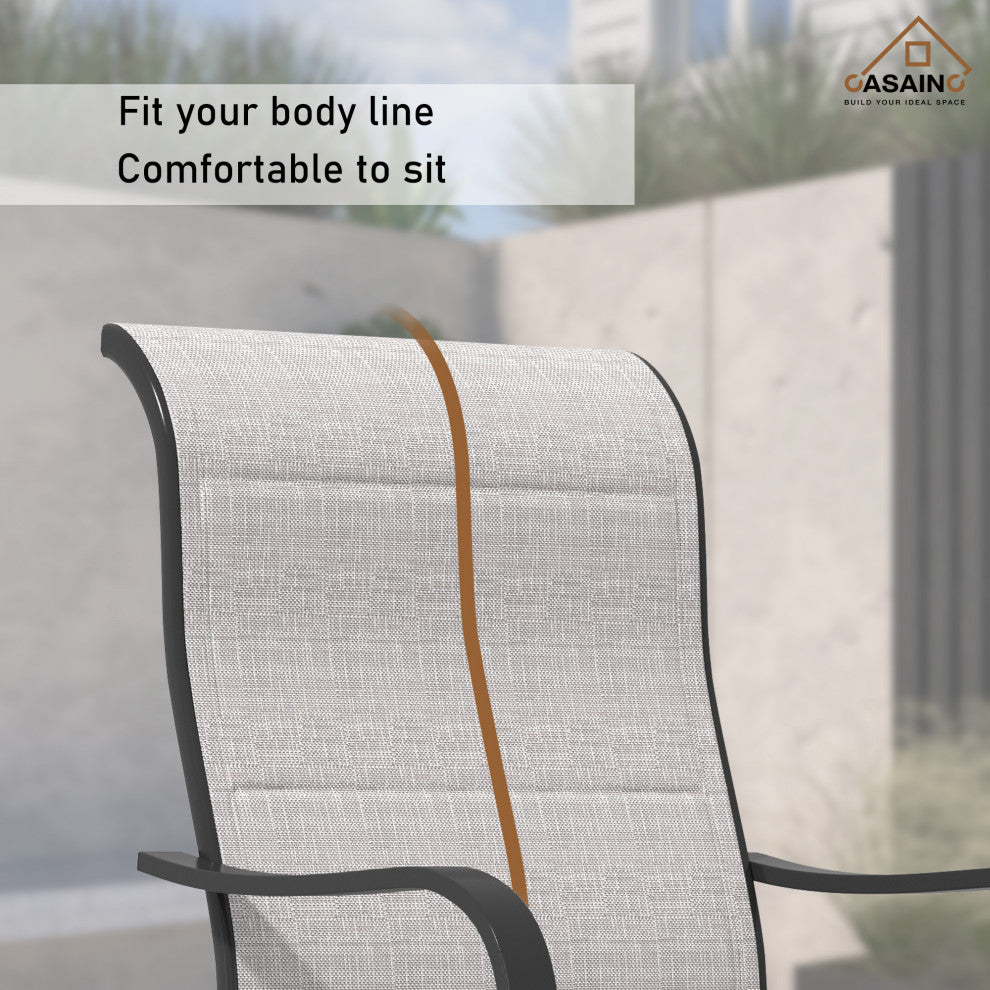 5 Piece Steel Frame Patio Dining Set, Swivel Dining Chair