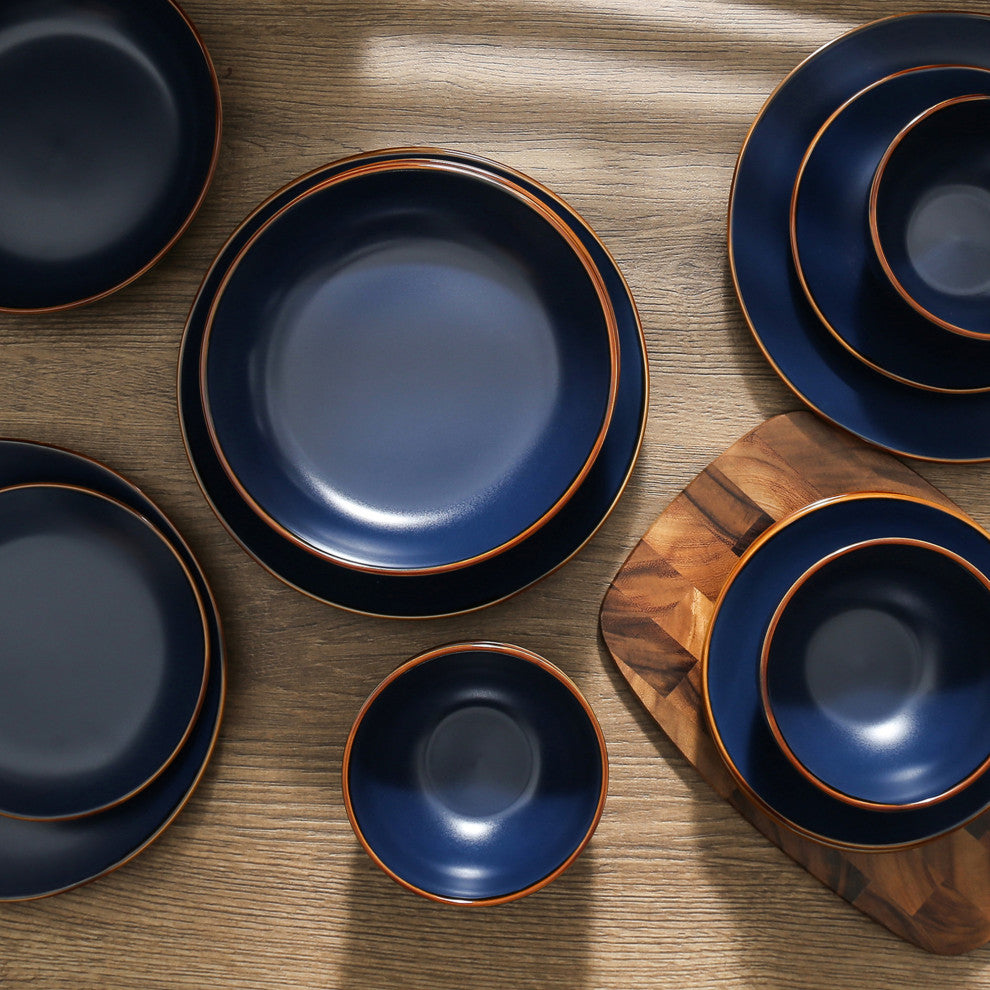 Stone Lain Brasa Stoneware 32 Piece Dinnerware Set, Blue