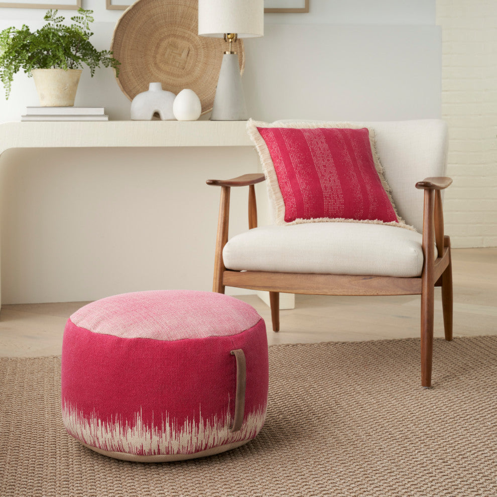Mina Victory AS263 Pouf, Hot Pink, 20"X20"X12"