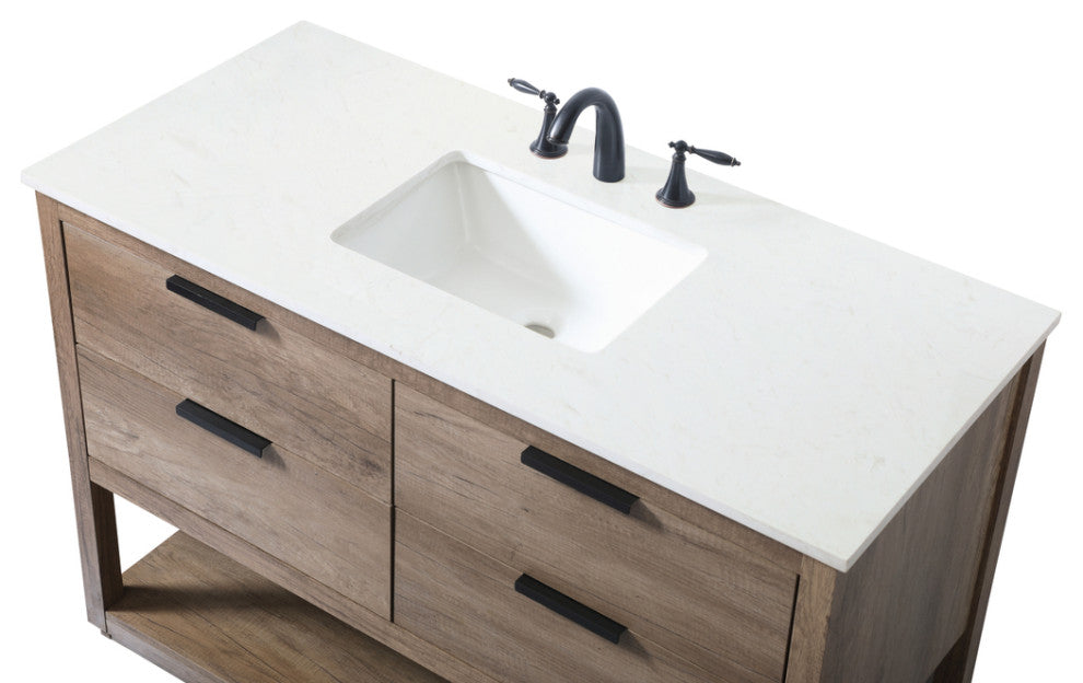 Louie 48" SIngle Bathroom Vanity, Natural Oak
