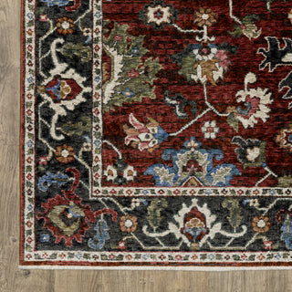 Hanford Bordered Persian Red/Multi Fringe Edge Area Rug 7'10" x 10'10"
