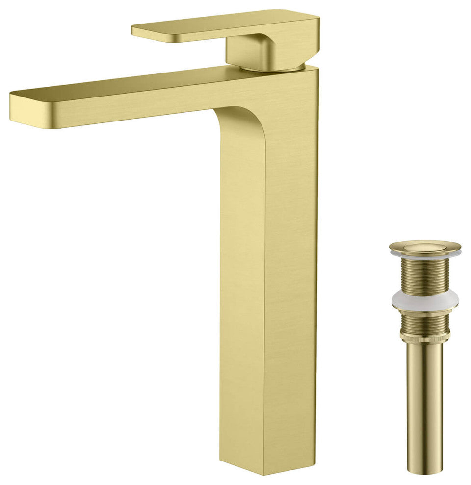 Blaze-T Single Handle Bathroom Vessel Sink Faucet, Brushed Gold