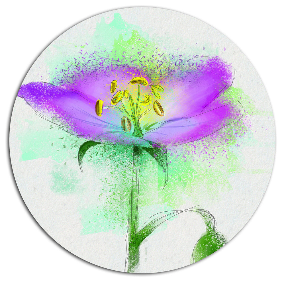 Beautiful Purple Watercolor Flower, Floral Round Wall Art, 23"