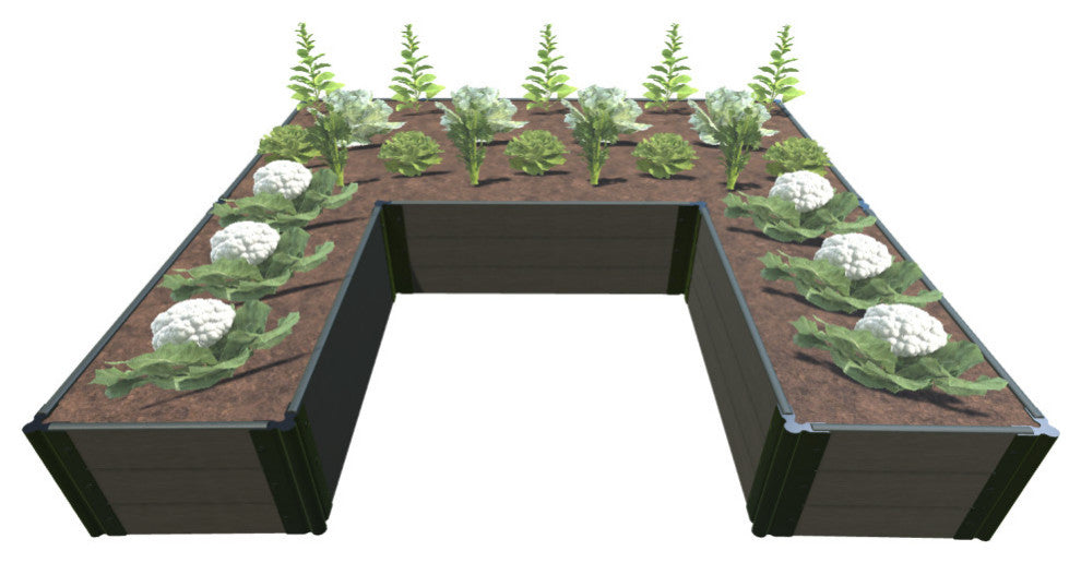 Weathered Wood Walk-In U-Shape Ft. Bragg 8'x8'x16.5" Raised Garden Bed