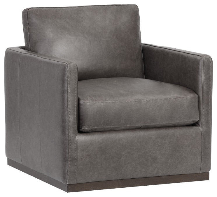 Portman Swivel Lounge Chair, Marseille Concrete Leather