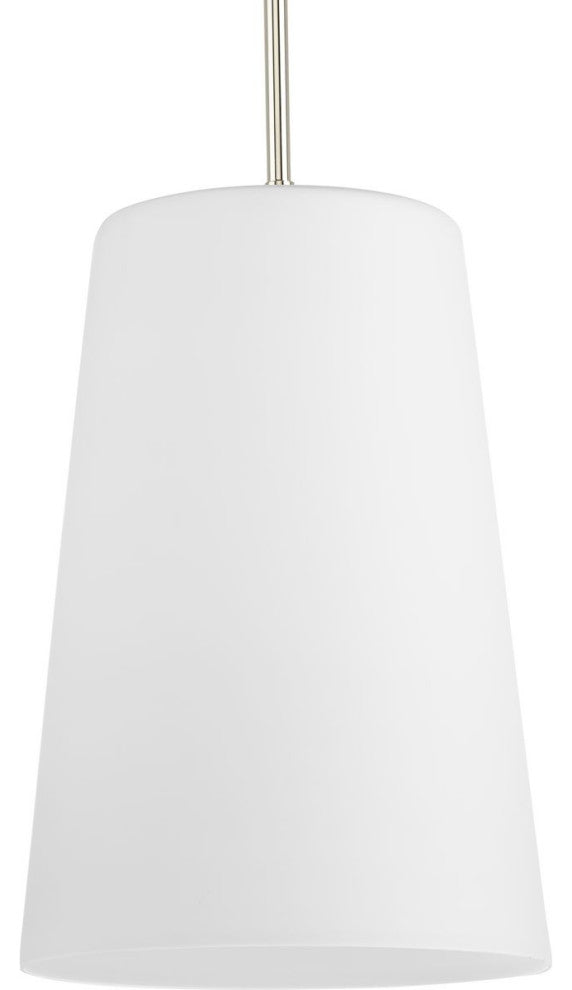 Clarion Collection One-Light Polished Nickel Etched White Transitional Pendant