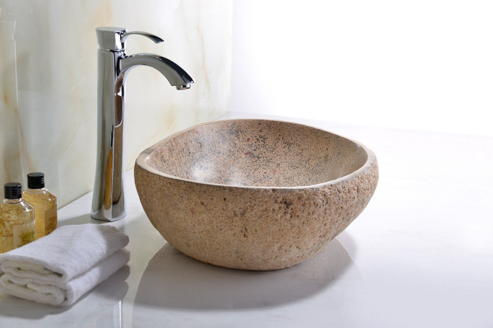 ANZZI Chodola Vessel Sink, Yellow River Stone