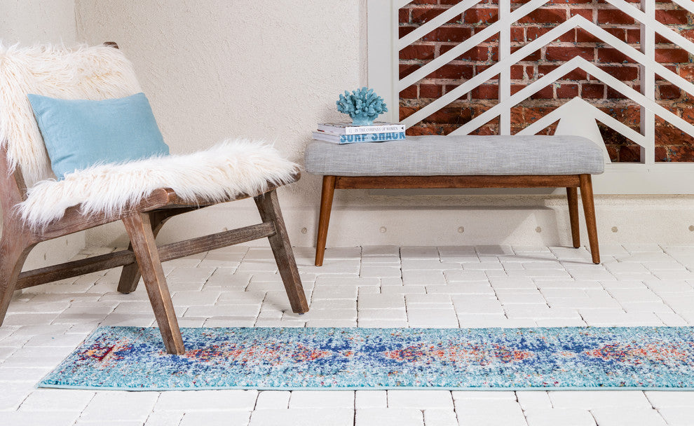 Unique Loom Turquoise Warhol Vita 2' 0 x 6' 7 Runner Rug