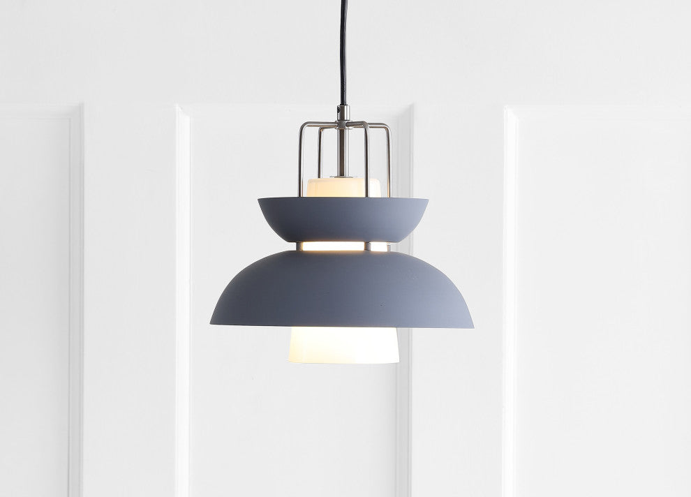 Paul 11" Farmhouse Metal LED Pendant, Gray