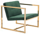 Gold Cubed Deep Green Microfiber Armchair