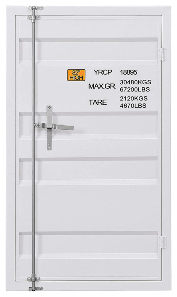 Metal Frame Chest With Single Door, White Finish