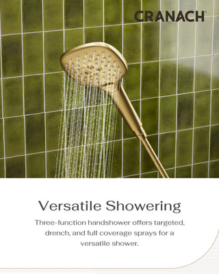 CRANACH CROZET 10-Inch Square Rain Shower System, Multifunction handshower, Brushed Gold