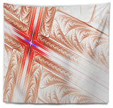 Red Fractal Cross Design Abstract Wall Tapestry, 60"x50"