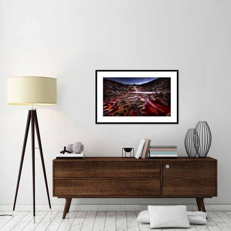 "Last Lights In Rio Tinto Iii (Red River)"  by Jesus M. Garcia, 44x28"
