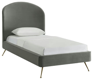 TOV Furniture Vivi Grey Velvet Bed in Twin