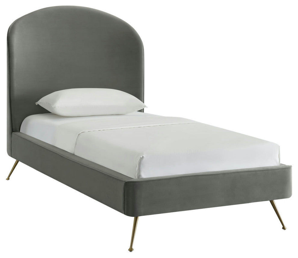 TOV Furniture Vivi Grey Velvet Bed in Twin