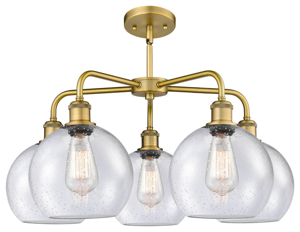 Athens 5-Light 26" Stem Chandelier, Brushed Brass, Seedy