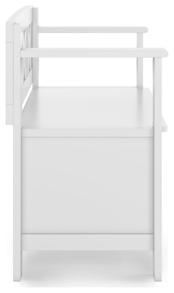 Amherst Solid Wood Small Entryway Storage Bench, White
