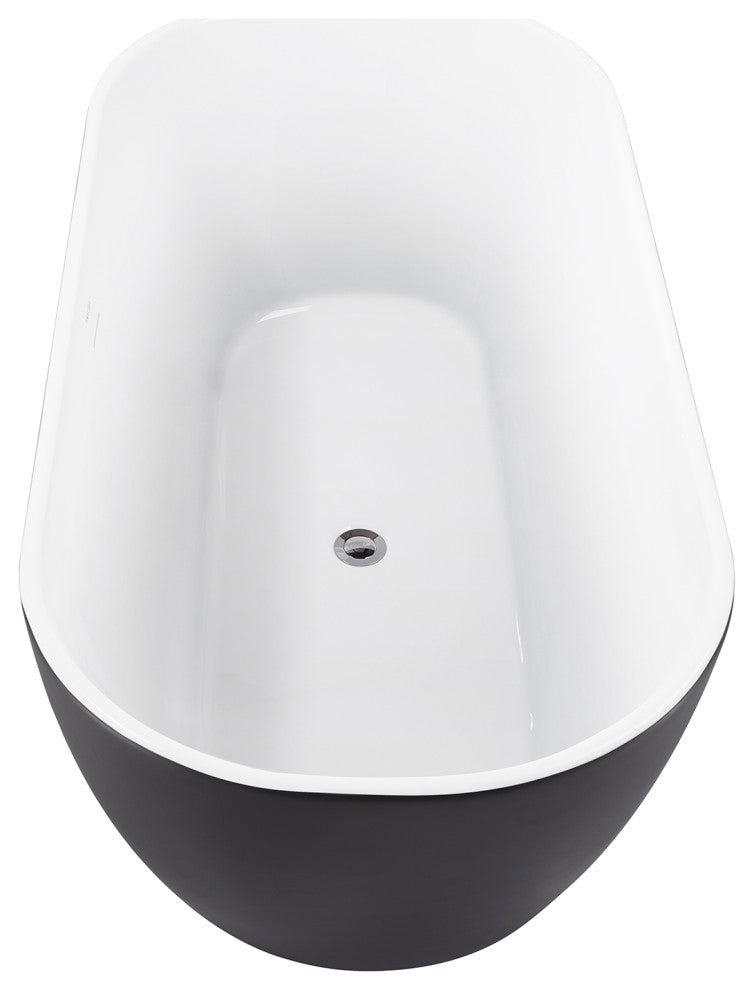 59" Chrome glossy Acrylic Oval Freestanding Non-Whirlpool Soaking Bathtub