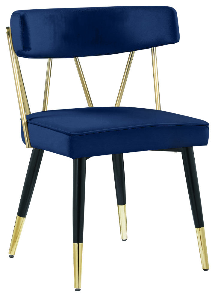 Rheingold Upholstered Dining Chair, Navy, Velvet