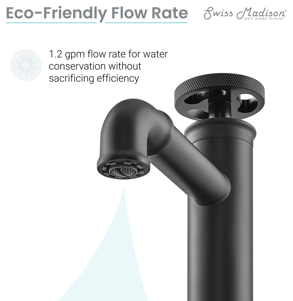 Avallon 12" Single Handle, Bathroom Faucet, Matte Black