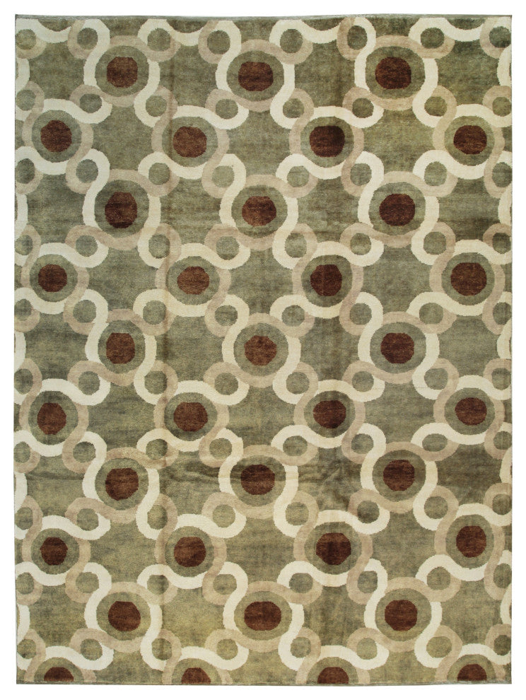 Green Transitional Geometric Ningxia Area Rug