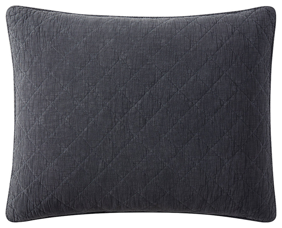 Stonewashed Cotton Gauze Pillow Sham, 1PC, Charcoal, King