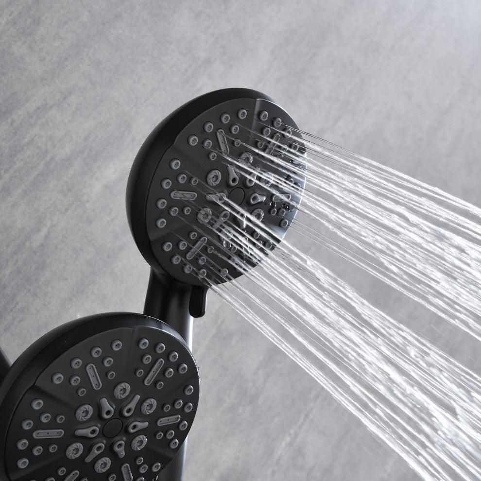 Multi Function Dual Shower Heads and Tub Faucet, With Tub Spout