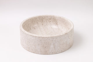 Natural Stone Vessel Bathroom Sink, Brushed Blizz Marble