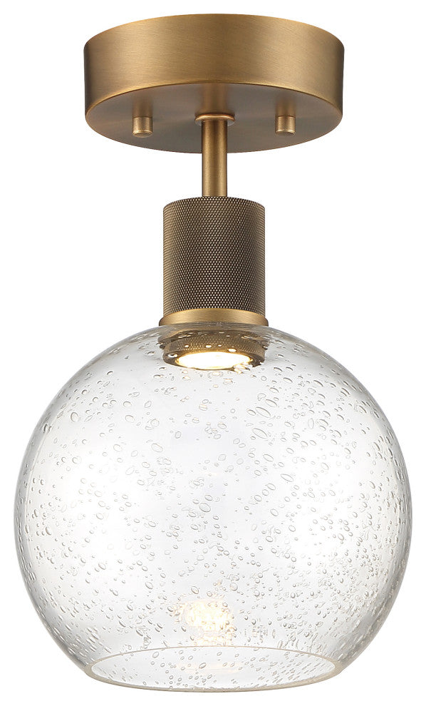Access Port Nine 1-Light Burgundy LED Semi-Flush Brushed Brass