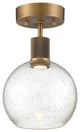 Access Port Nine 1-Light Burgundy LED Semi-Flush Brushed Brass