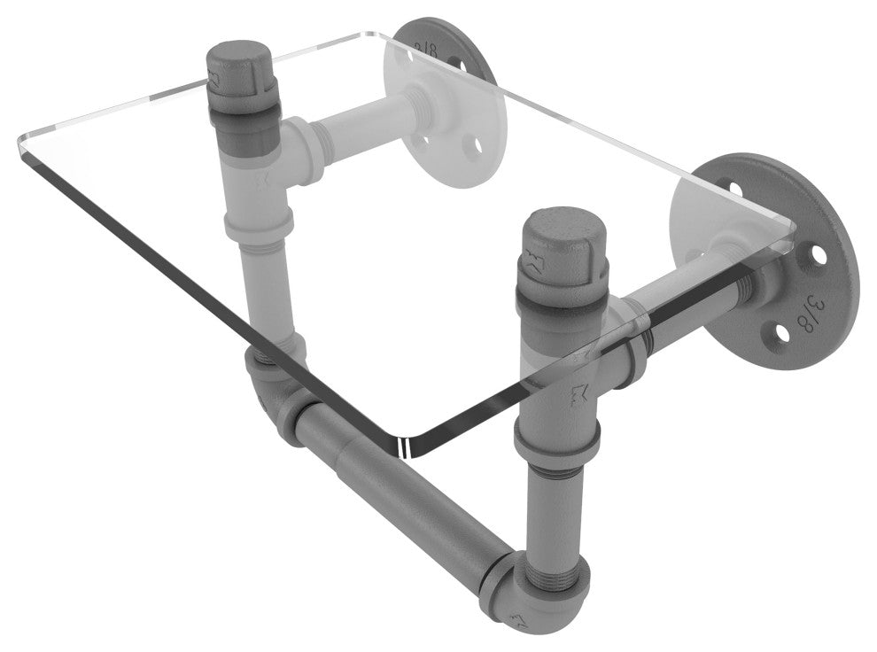 Pipeline Toilet Tissue Holder with Glass Shelf, Matte Gray