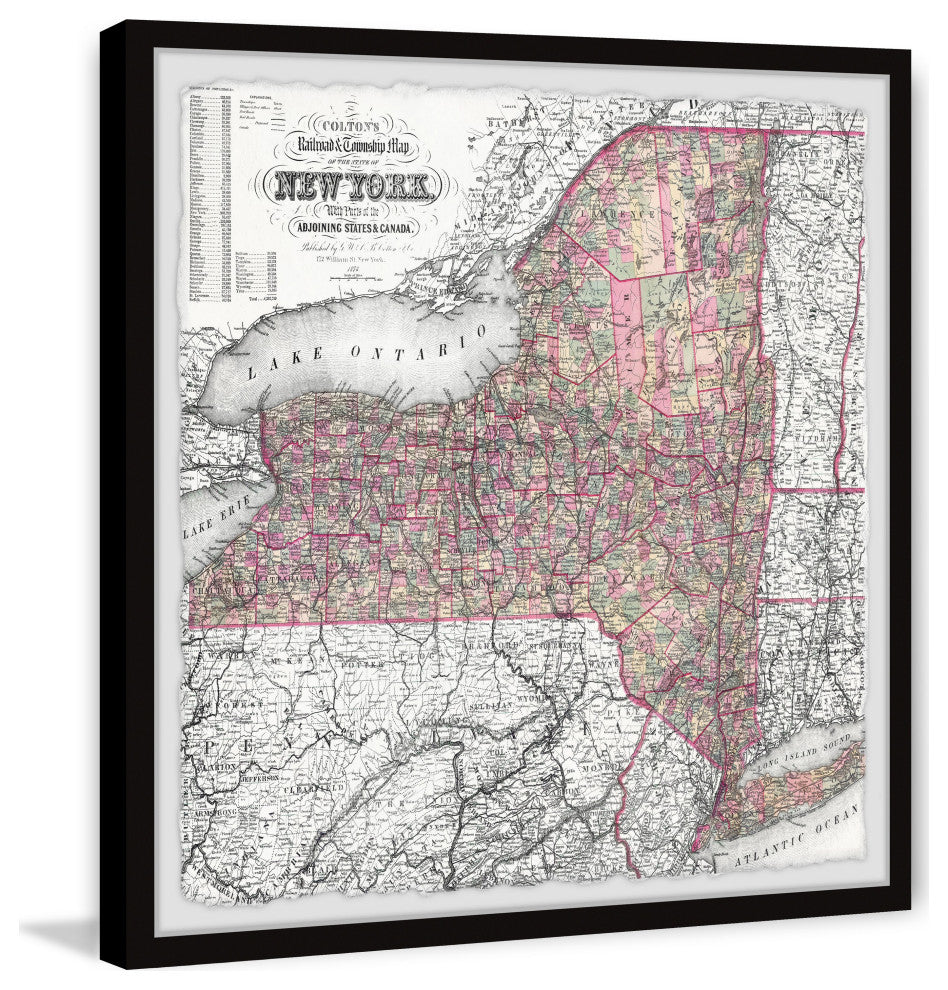 "NY City Map" Framed Painting Print, 24x24