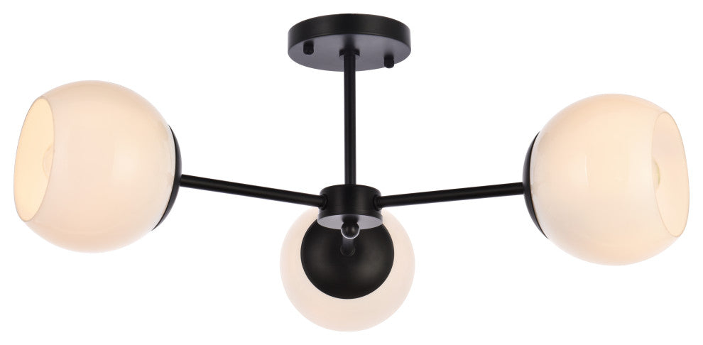 Brooke 26" Flush Mount, Black With White Shade