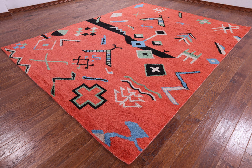 Moroccan Handmade Wool Rug 9' 2" X 12' 0" - Q13105