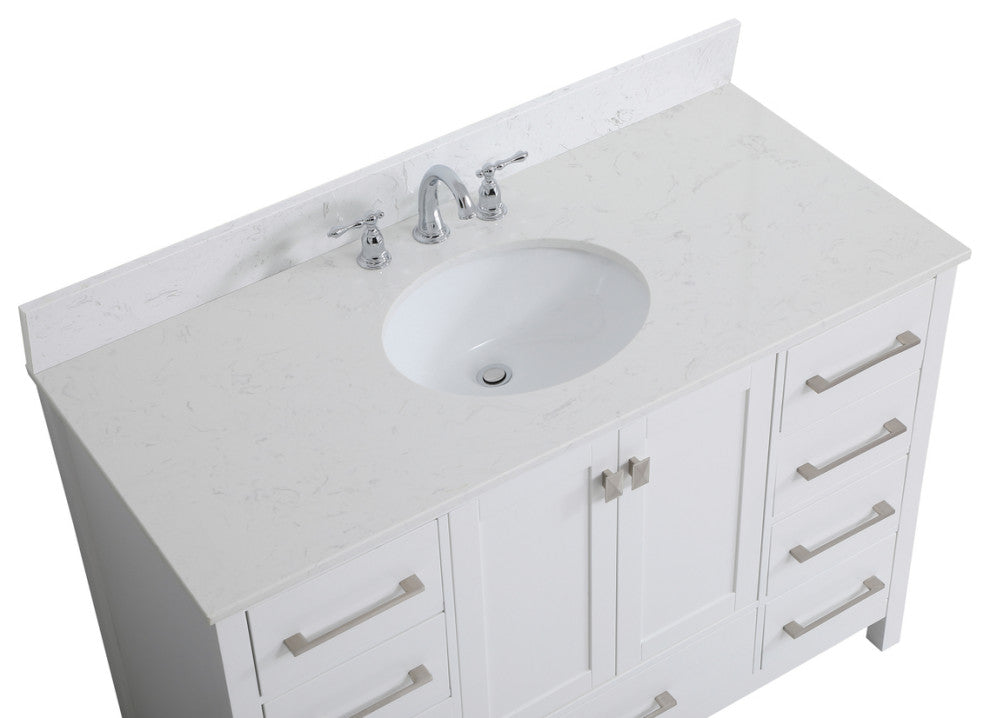 Iris 48" Single Bathroom Vanity, White With Backsplash