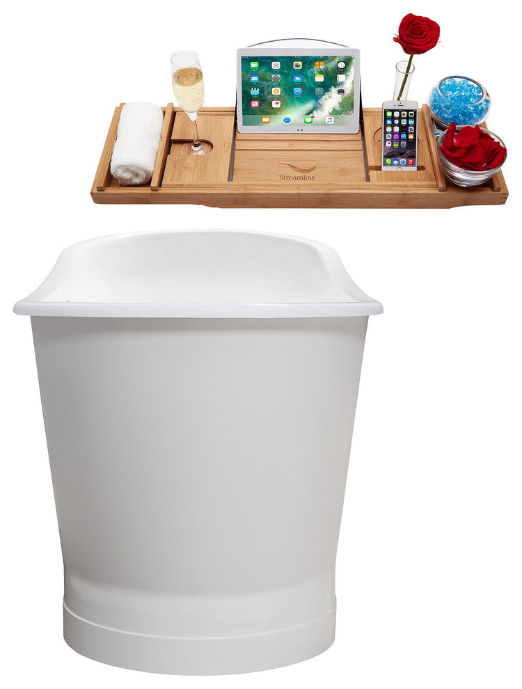 67" Cast Iron R5042GLD Soaking Freestanding Tub and Tray With External Drain