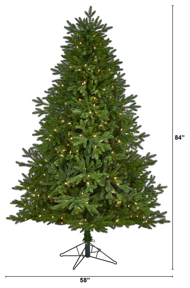 7' Nova Scotia Fir Real Touch Faux Xmas Tree W/ Lights  & Bendable Branches